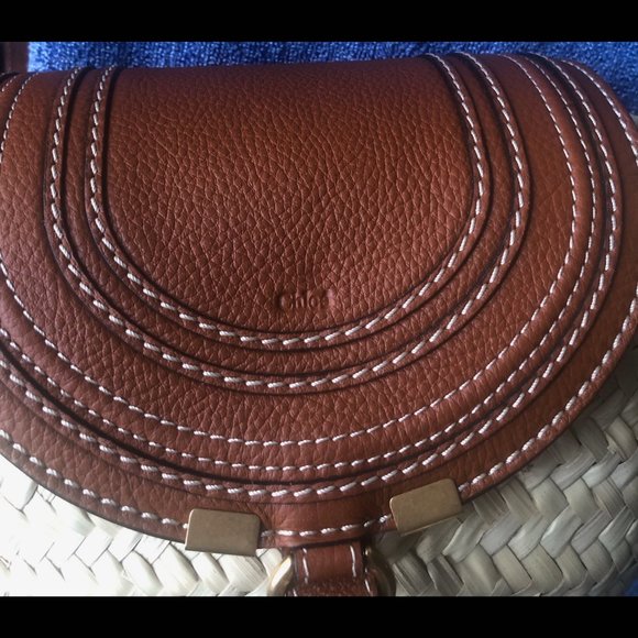 Chloe Woven Cream and Tan Crossbody Bag - Picture 9 of 9
